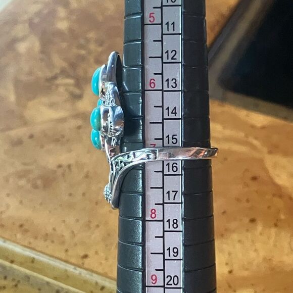 Sierra Nevada Turquoise Sterling Silver Butterfly Sunflower Ring Size 7 - Picture 8 of 9